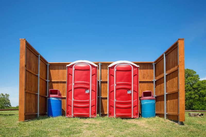 Short-term porta potty units staged for delivery in Fort Collins, Colorado